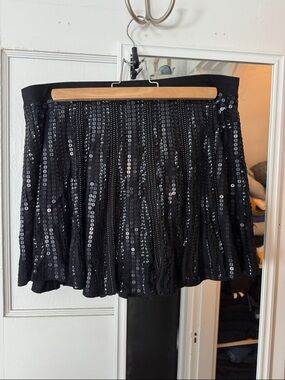 Express Black Sequin Mini Skirt/Skort